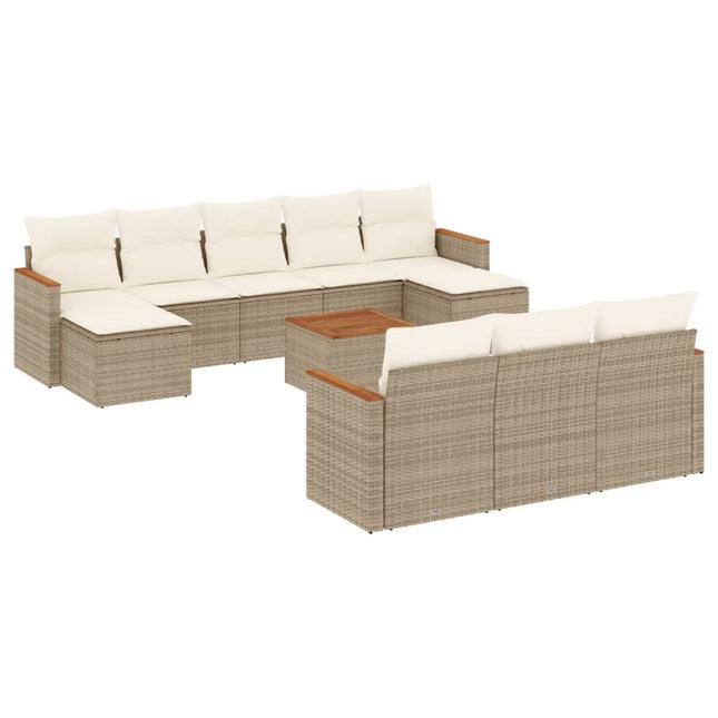 sofasæt til haven 11 dele med hynder polyrattan beige