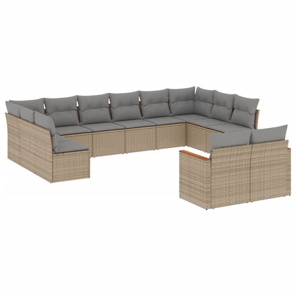 sofasæt til haven 12 dele med hynder polyrattan beige
