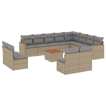 sofasæt til haven 13 dele med hynder polyrattan beige