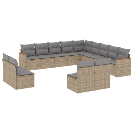 sofasæt til haven 13 dele med hynder polyrattan beige