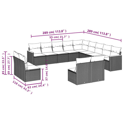 sofasæt til haven 13 dele med hynder polyrattan beige