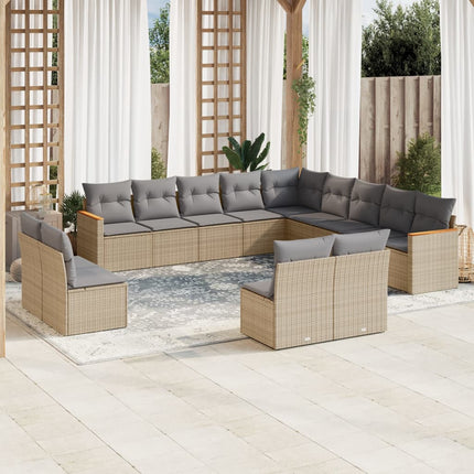 sofasæt til haven 13 dele med hynder polyrattan beige