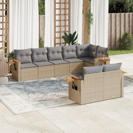 sofasæt til haven 8 dele med hynder polyrattan beige