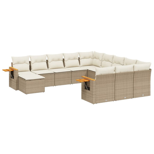 sofasæt til haven 11 dele med hynder polyrattan beige