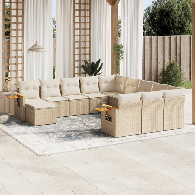 sofasæt til haven 11 dele med hynder polyrattan beige