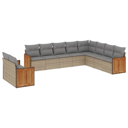 sofasæt til haven 10 dele med hynder polyrattan beige
