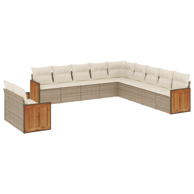 sofasæt til haven 11 dele med hynder polyrattan beige