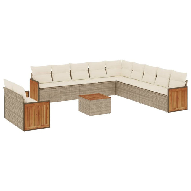 sofasæt til haven 12 dele med hynder polyrattan beige