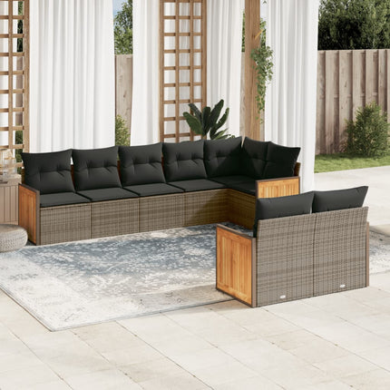 sofasæt til haven 8 dele med hynder polyrattan grå