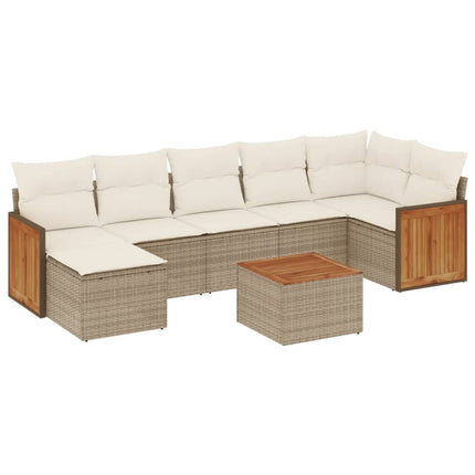 sofasæt til haven 8 dele med hynder polyrattan beige