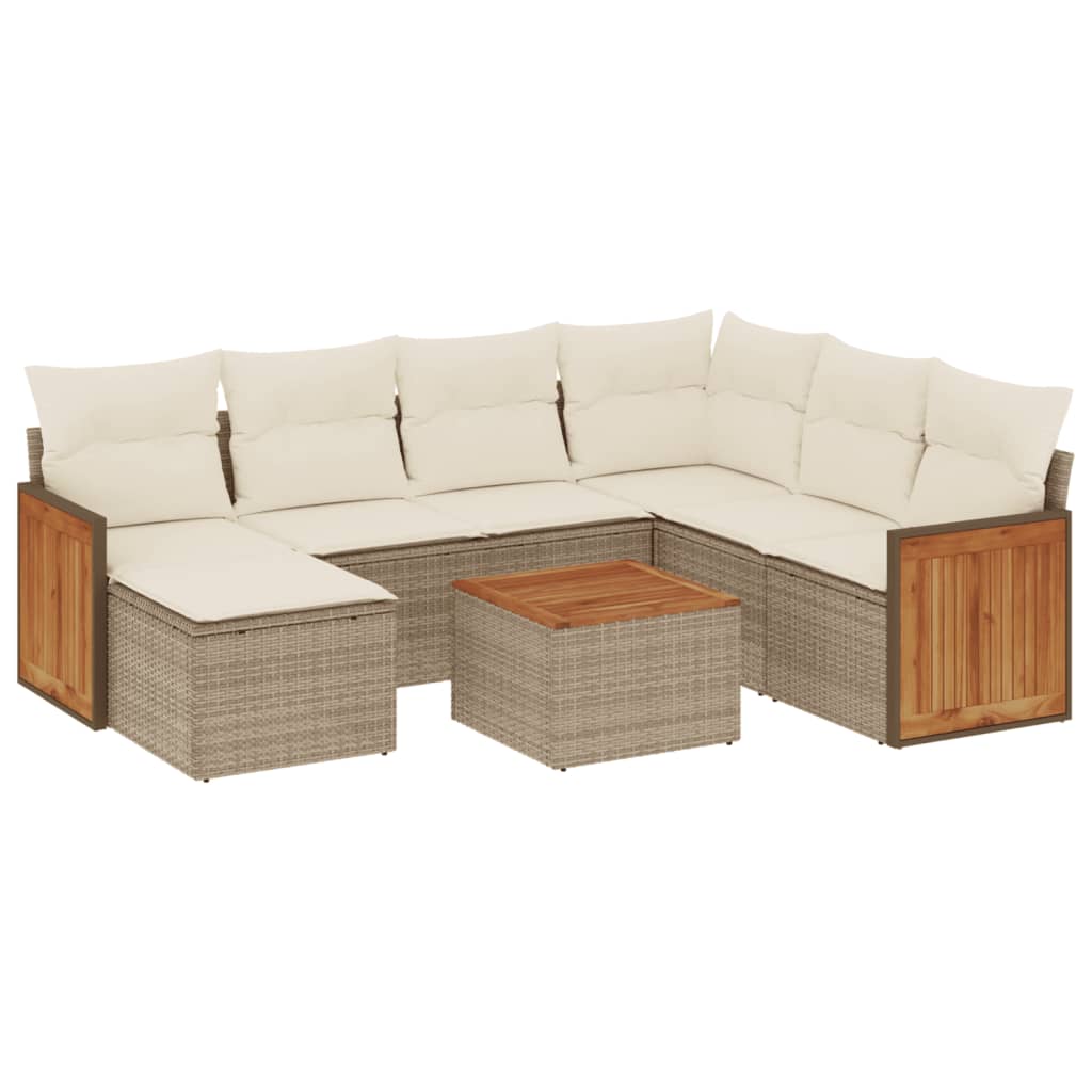 sofasæt til haven 8 dele med hynder polyrattan beige