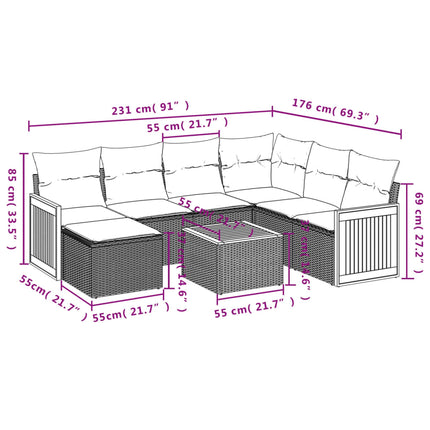 sofasæt til haven 8 dele med hynder polyrattan beige