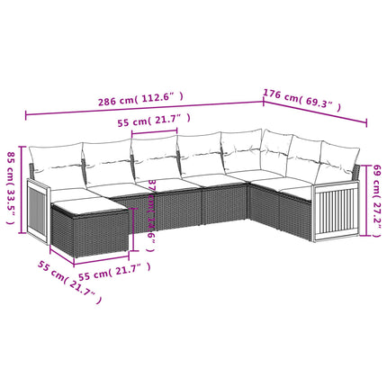 sofasæt til haven 8 dele med hynder polyrattan beige