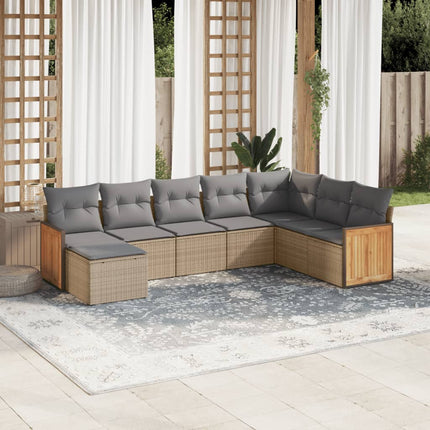 sofasæt til haven 8 dele med hynder polyrattan beige