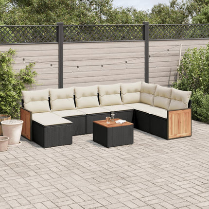 sofasæt til haven 9 dele med hynder polyrattan sort