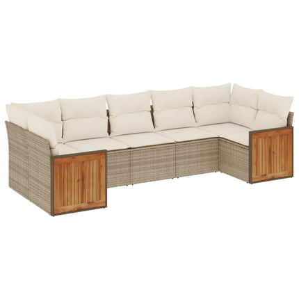sofasæt til haven 7 dele med hynder polyrattan beige