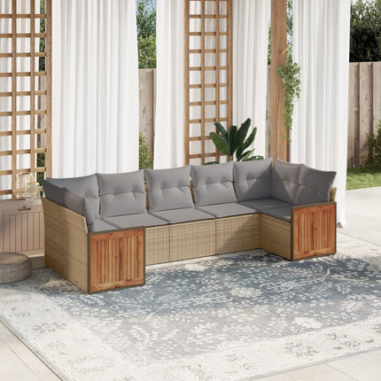sofasæt til haven 7 dele med hynder polyrattan beige