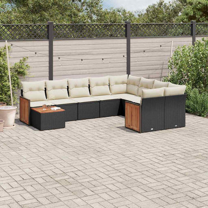 sofasæt til haven 10 dele med hynder polyrattan sort
