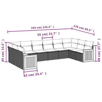 sofasæt til haven 10 dele med hynder polyrattan beige