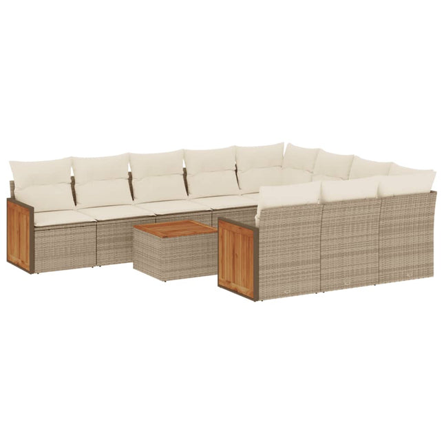 sofasæt til haven 11 dele med hynder polyrattan beige