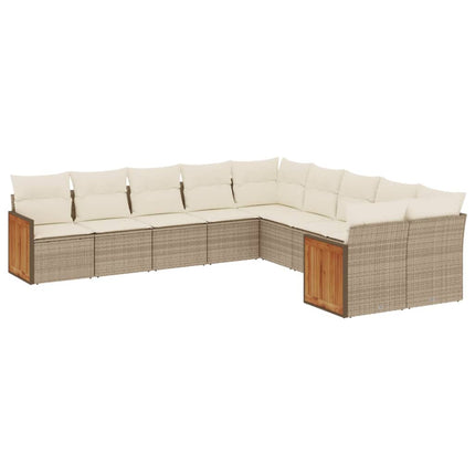 sofasæt til haven 10 dele med hynder polyrattan beige