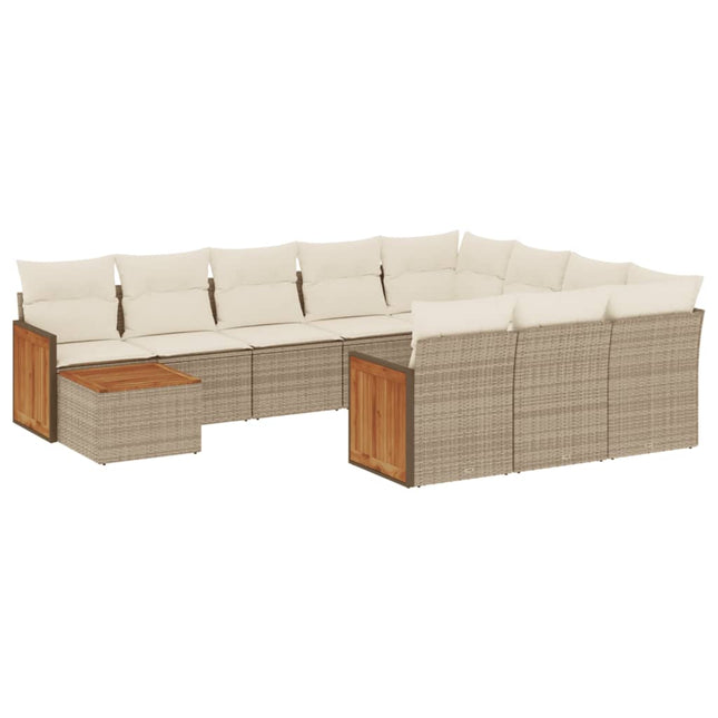 sofasæt til haven 11 dele med hynder polyrattan beige