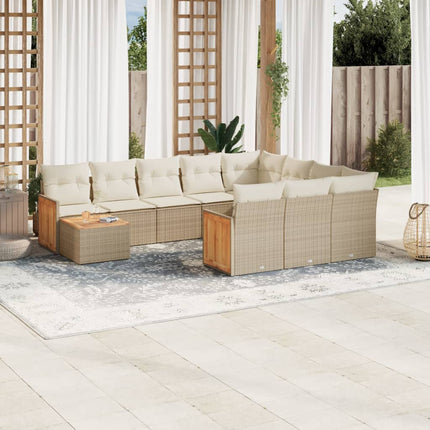 sofasæt til haven 11 dele med hynder polyrattan beige