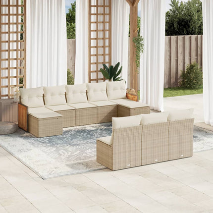 sofasæt til haven 10 dele med hynder polyrattan beige