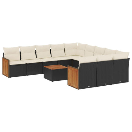 sofasæt til haven 12 dele med hynder polyrattan sort