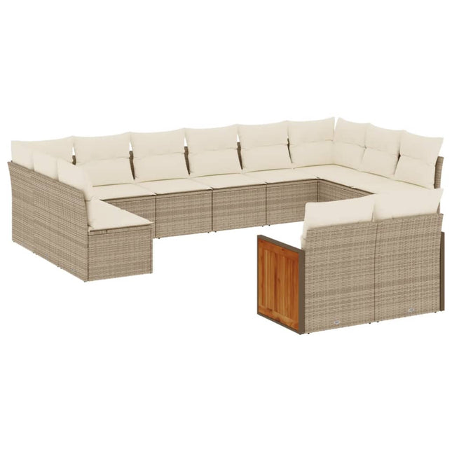 sofasæt til haven 12 dele med hynder polyrattan beige