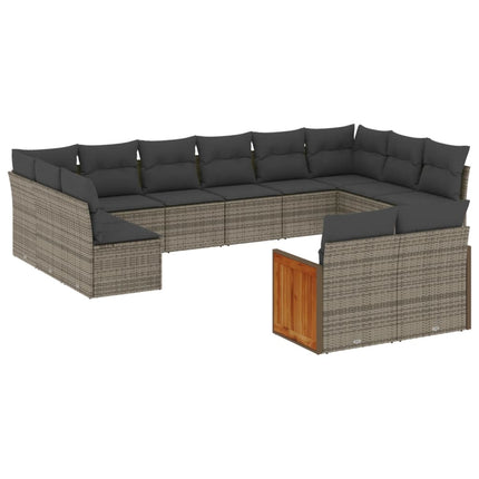 sofasæt til haven 12 dele med hynder polyrattan grå