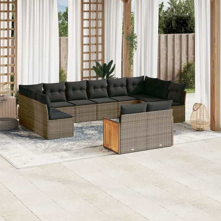 sofasæt til haven 12 dele med hynder polyrattan grå
