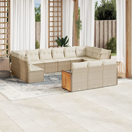 sofasæt til haven 13 dele med hynder polyrattan beige