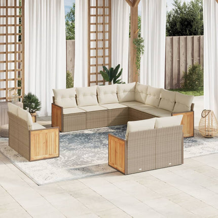 sofasæt til haven 11 dele med hynder polyrattan beige