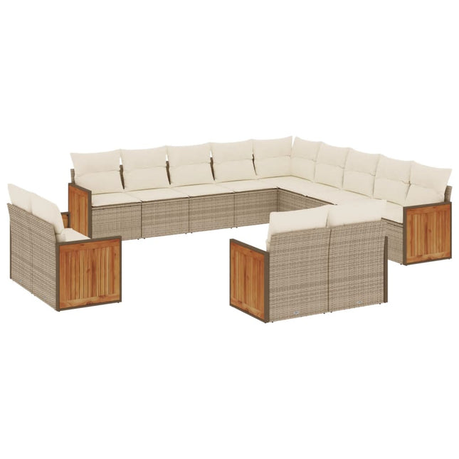sofasæt til haven 13 dele med hynder polyrattan beige