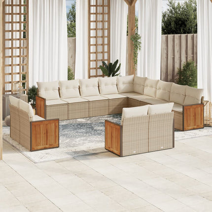 sofasæt til haven 13 dele med hynder polyrattan beige