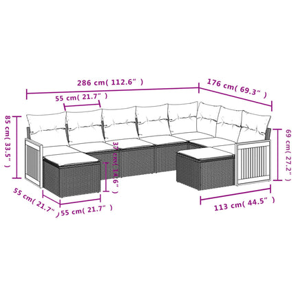sofasæt til haven 9 dele med hynder polyrattan beige