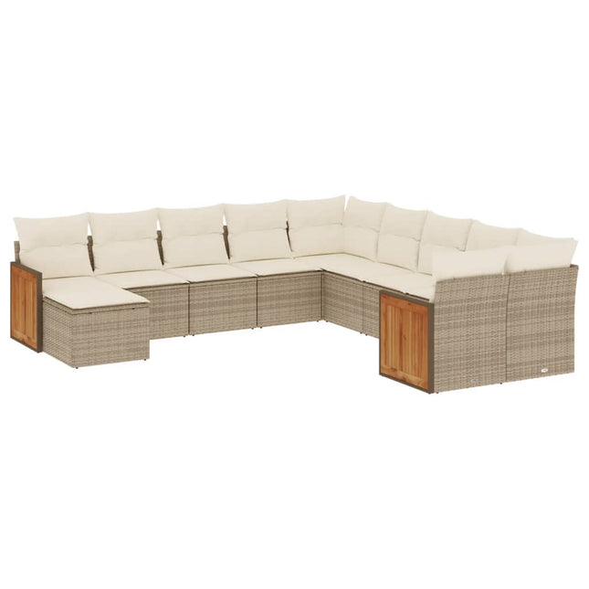 sofasæt til haven 11 dele med hynder polyrattan beige