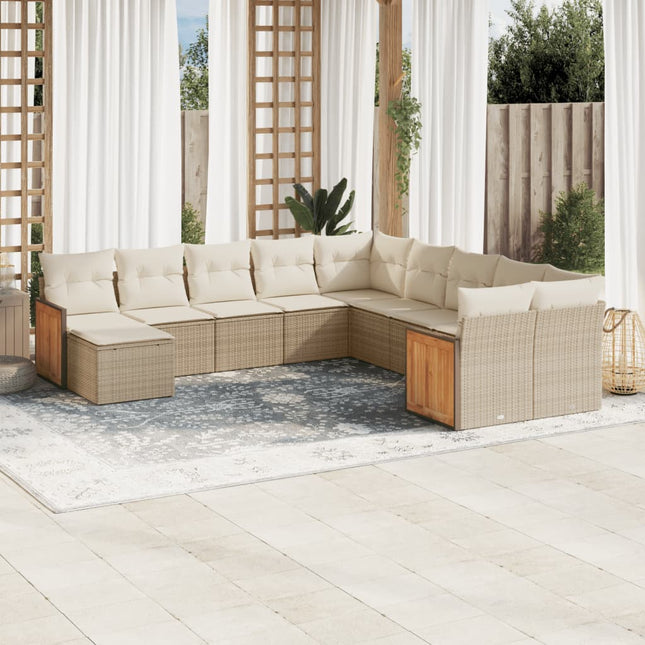 sofasæt til haven 11 dele med hynder polyrattan beige