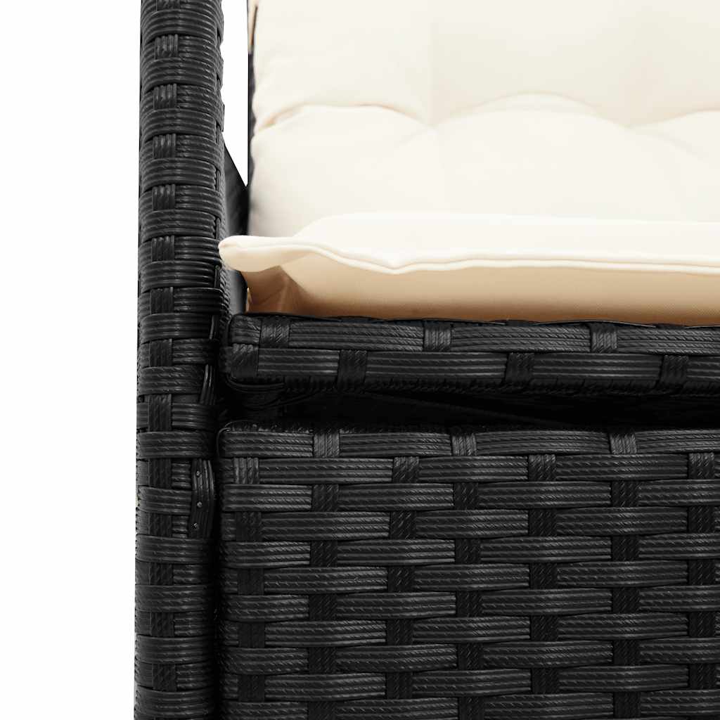 spisebordssæt til haven 7 dele med hynder polyrattan sort