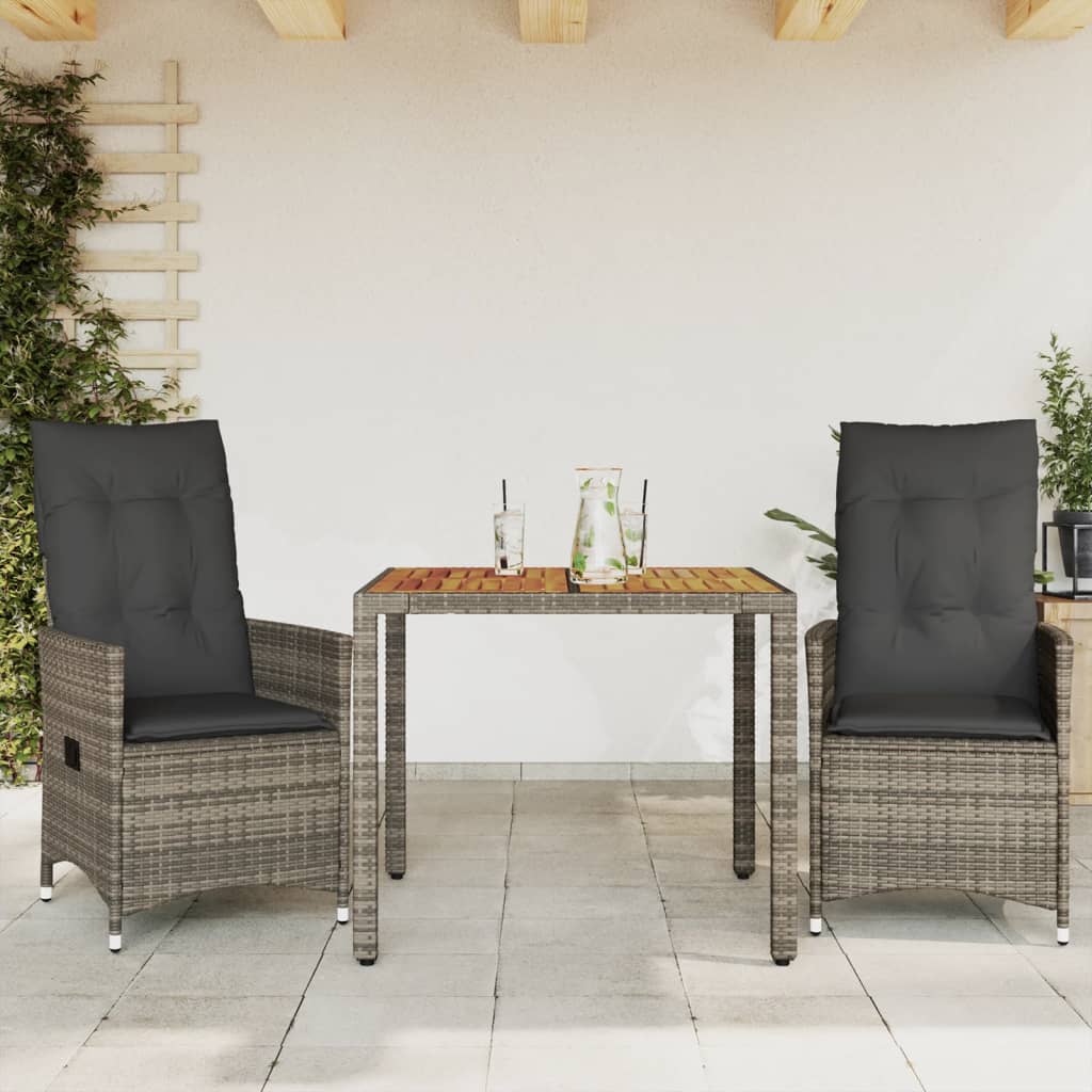 bistrost til haven 3 dele med hynder polyrattan gr