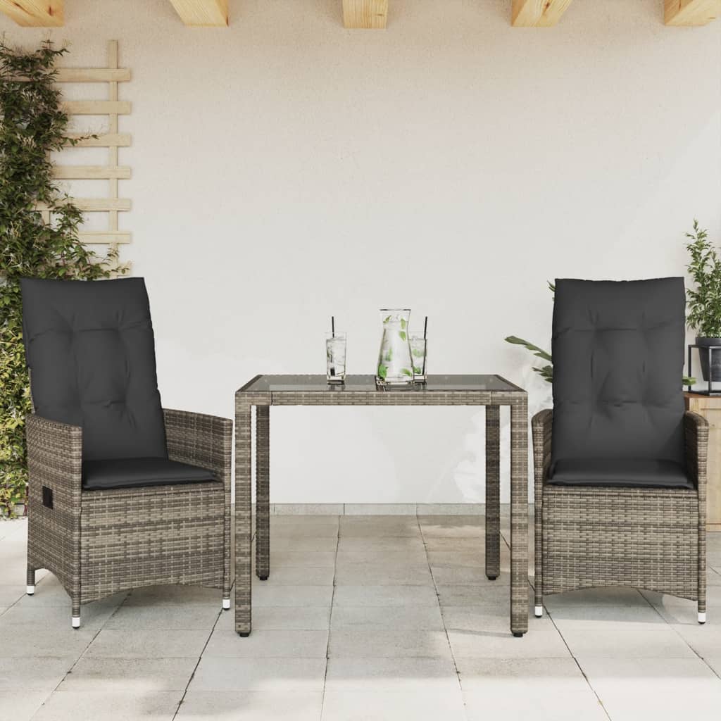 bistrost til haven 3 dele med hynder polyrattan gr