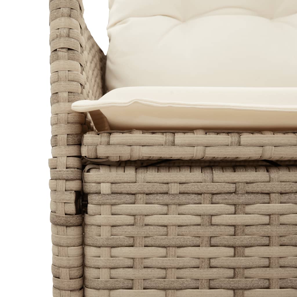 spisebordssæt til haven 5 dele med hynder polyrattan beige