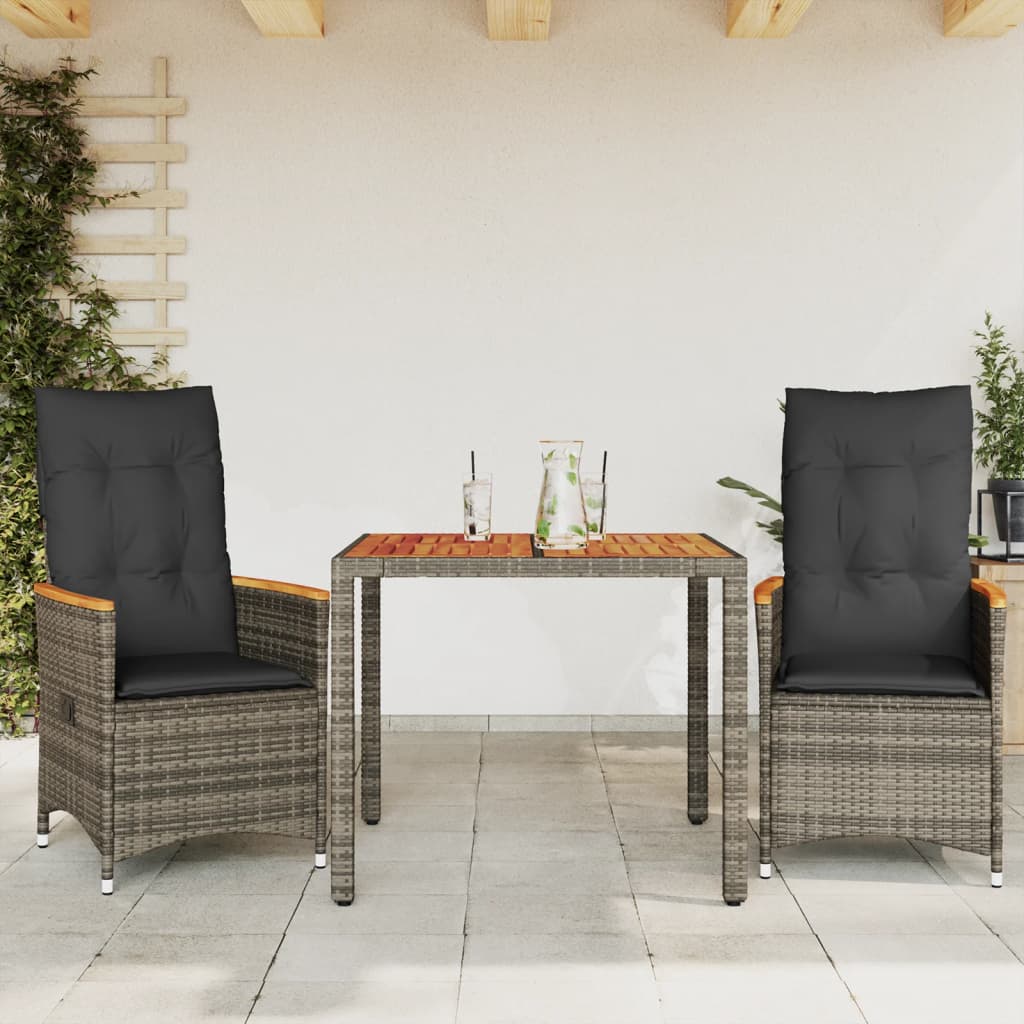 bistrost til haven 3 dele med hynder polyrattan gr