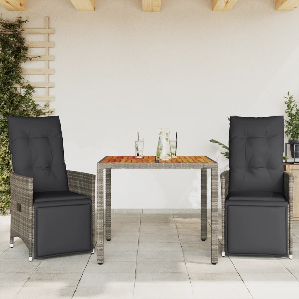 bistrost til haven 3 dele med hynder polyrattan gr