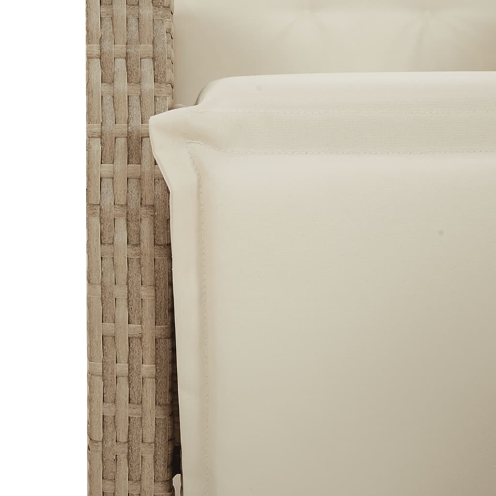 bistrosæt til haven 3 dele med hynder polyrattan beige