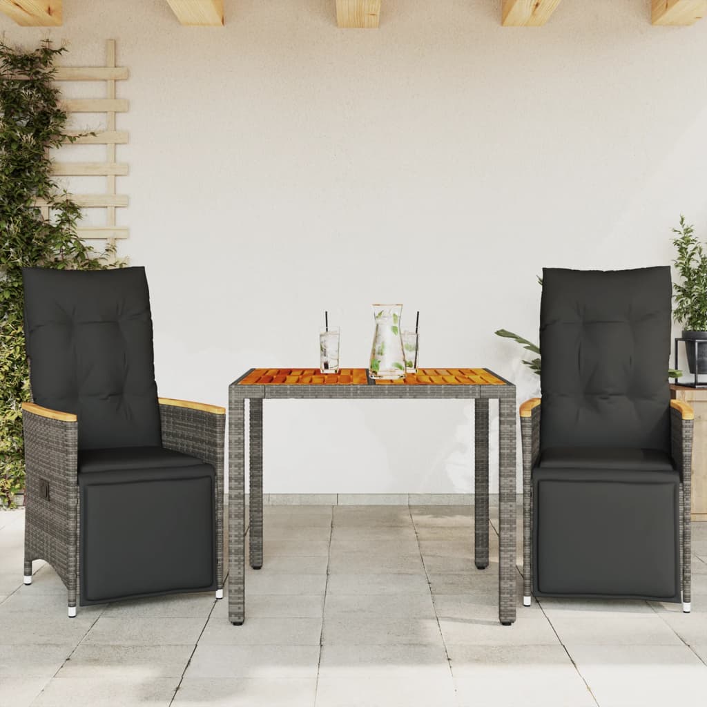bistrost til haven 3 dele med hynder polyrattan gr