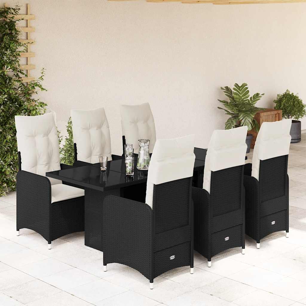Bistrosæt Til Haven 5 Dele Med Hynder Polyrattan - 6 / Uden fodskammel / 190 x 80 x 75 cm