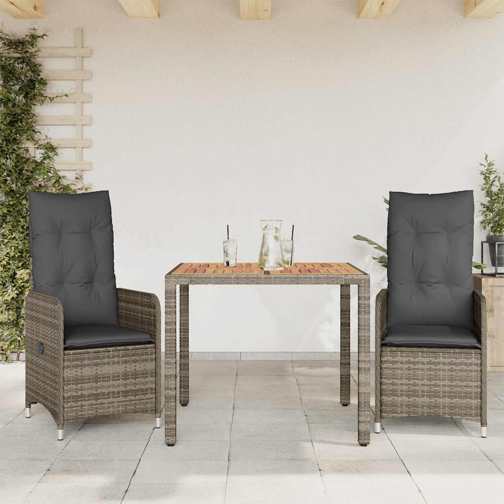 Bistrosæt Til Haven 7 Dele Med Hynder Polyrattan - 2 / Uden fodskammel / 90 x 90 x 75 cm