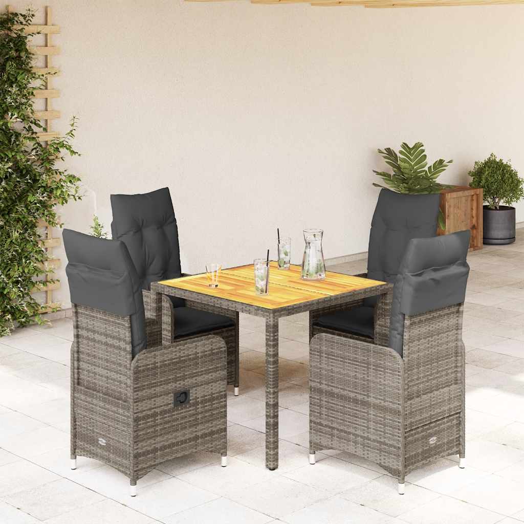 Bistrosæt Til Haven 7 Dele Med Hynder Polyrattan - 4 / Uden fodskammel / 90 x 90 x 75 cm
